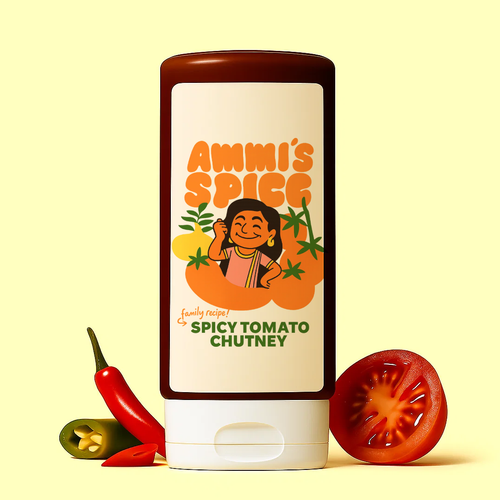 Ammi's Spice 10 oz tomato chutney hot sauce bottle