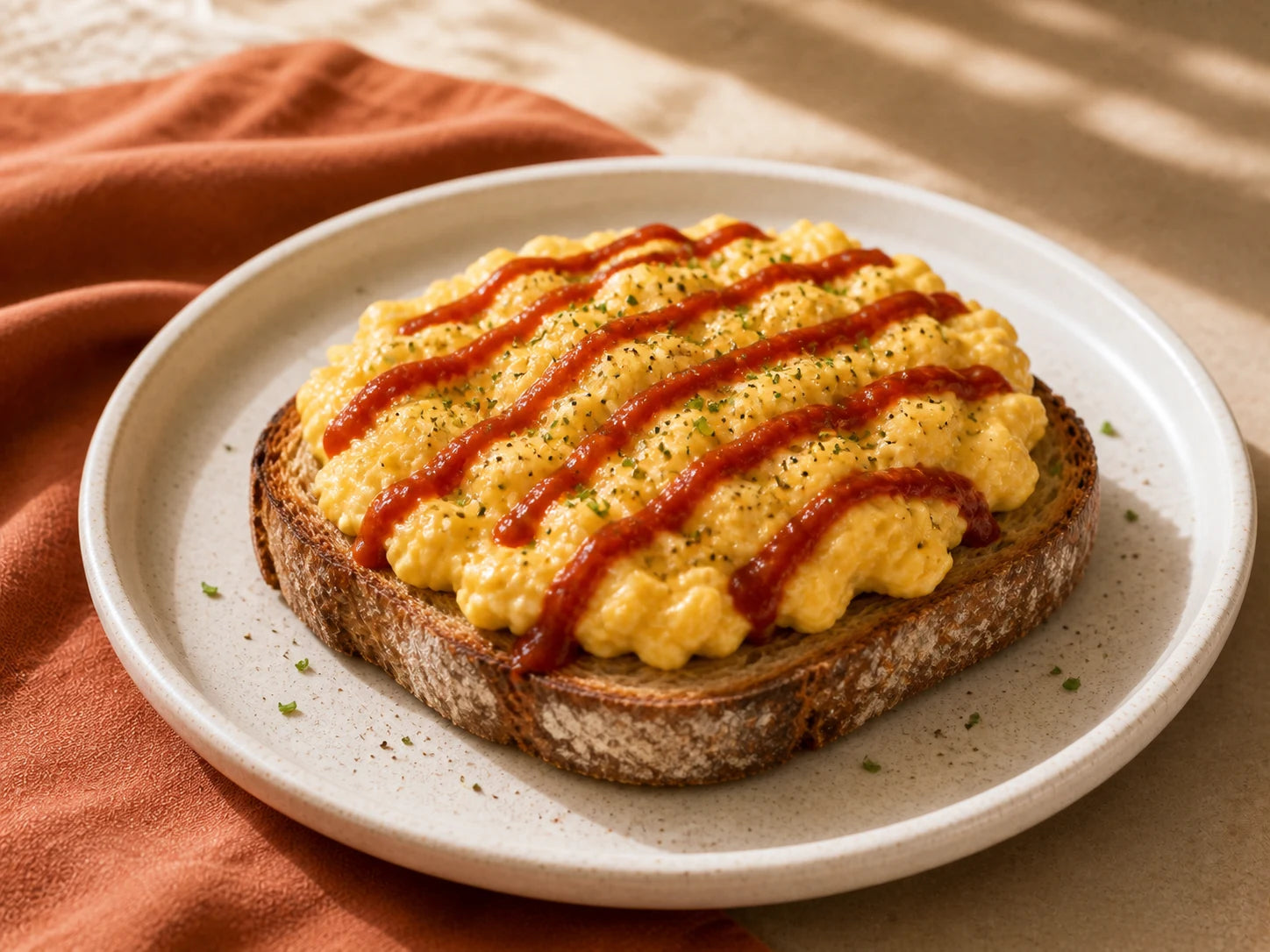 Eggs + toast with AMMI SPICE tomato chutney