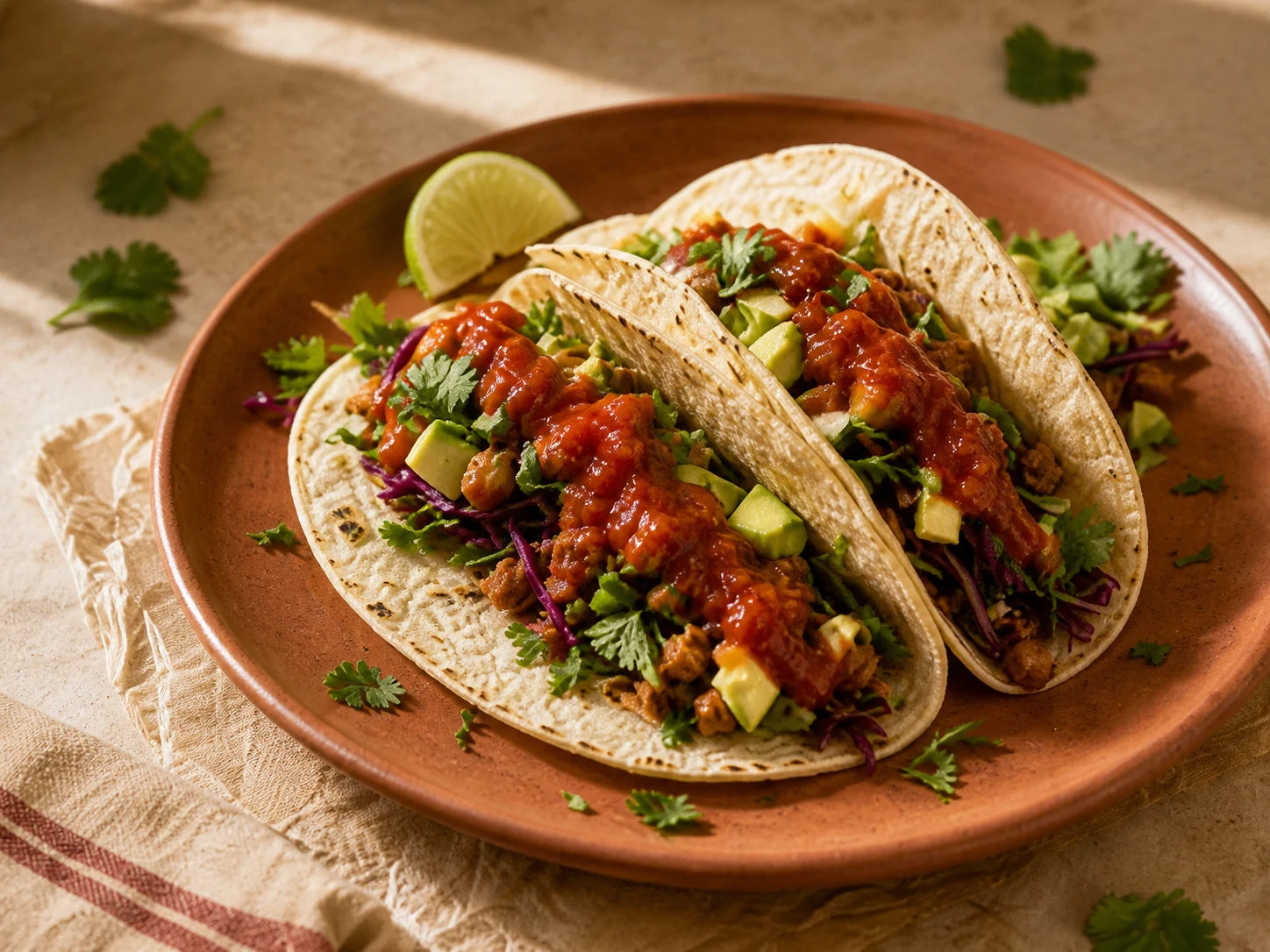 Taco-night finish with AMMI SPICE tomato chutney