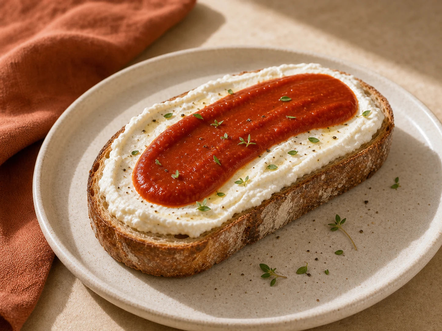 Whipped feta toast with AMMI SPICE tomato chutney
